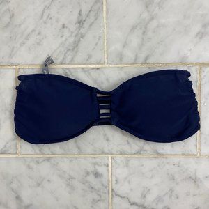 Navy blue strappy back bandeau bikini top